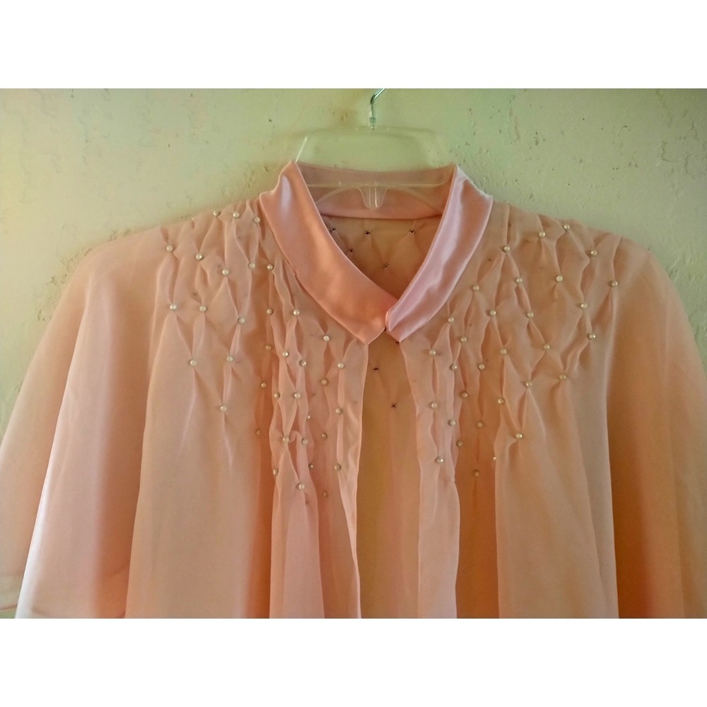 Vintage Silk Beaded Shawl Pink O/S Fairy Dainty Elegant Princess Bed Jacket